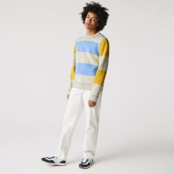 Lacoste LIVE Reversible Cotton Sweater Pánské - Svetr Blankyt / Bílé | CZ-AdDvbA